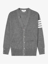 Men's Sustainable Classic Diagonal Wool Cardigan Medium Grey - THOM BROWNE - BALAAN 3