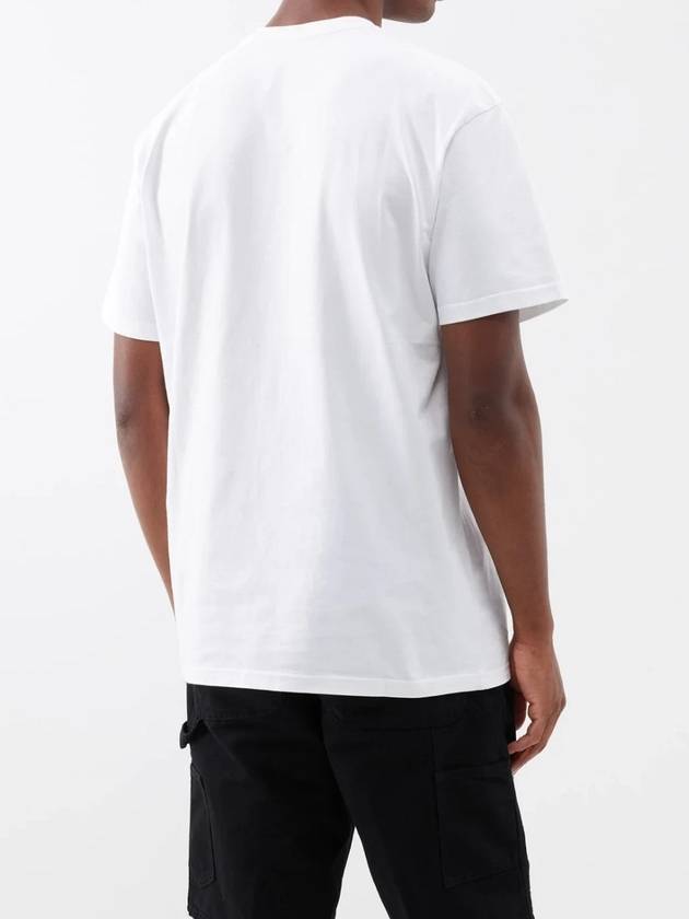 Men's Chase Mini Embroid Logo Short Sleeve T-Shirt White - CARHARTT WIP - BALAAN 4