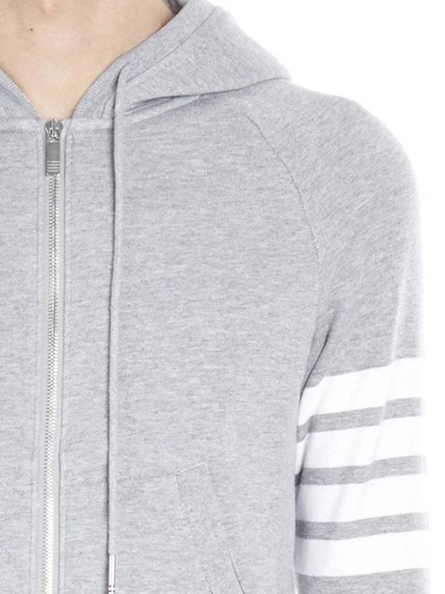 Engineered 4 Bar Diagonal Zip Up Hoodie Light Grey - THOM BROWNE - BALAAN 5