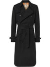 Kensington Heritage Long Trench Coat Black - BURBERRY - BALAAN.