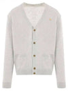 Baby Fox Patch V-neck Cardigan Light Grey - MAISON KITSUNE - BALAAN 2