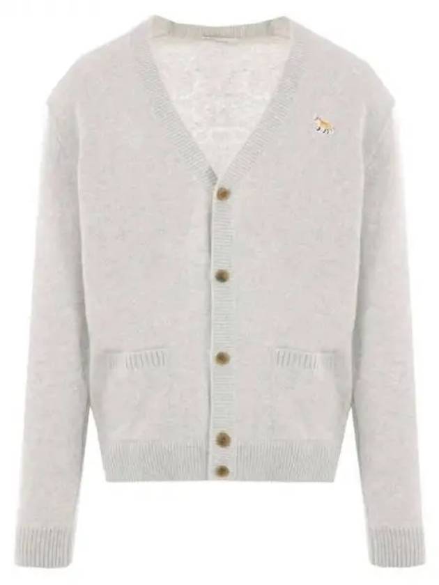 Baby Fox Patch V-neck Cardigan Light Grey - MAISON KITSUNE - BALAAN 2