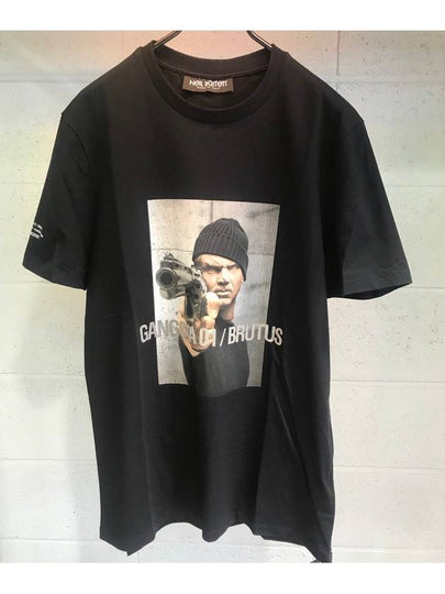 Men's Gangster Brutus Slim Regular Fit Short Sleeve TShirt Black PBJT488A 1414 - NEIL BARRETT - BALAAN 2