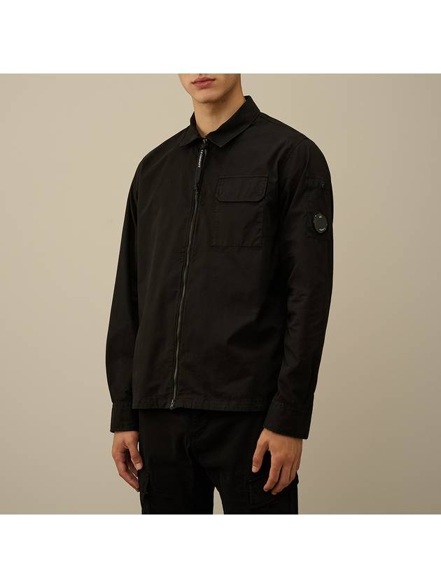 Oversized Organic Gabardine Long Sleeve Shirt Black - CP COMPANY - BALAAN 4