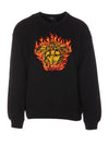 Medusa Flame Embroidery Logo Jersey Sweatshirt Black - VERSACE - BALAAN 2