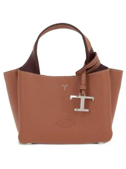 Micro Leather Tote Bag Brown - TOD'S - BALAAN 2