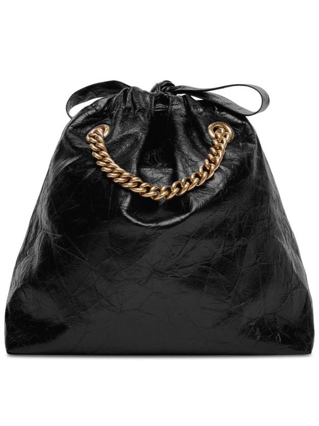 Crush Small Leather Shoulder Bag Black - BALENCIAGA - BALAAN 3