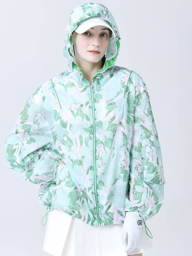 UV Protection Functional Material Floral Green Print Wind Jumper DO3242WB005 3 - DOYOUKNOWMC GOLF WEAR - BALAAN 3