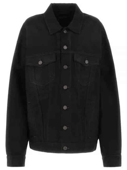 Political Campaign Logo Oversized Denim Jacket Black - BALENCIAGA - BALAAN 2