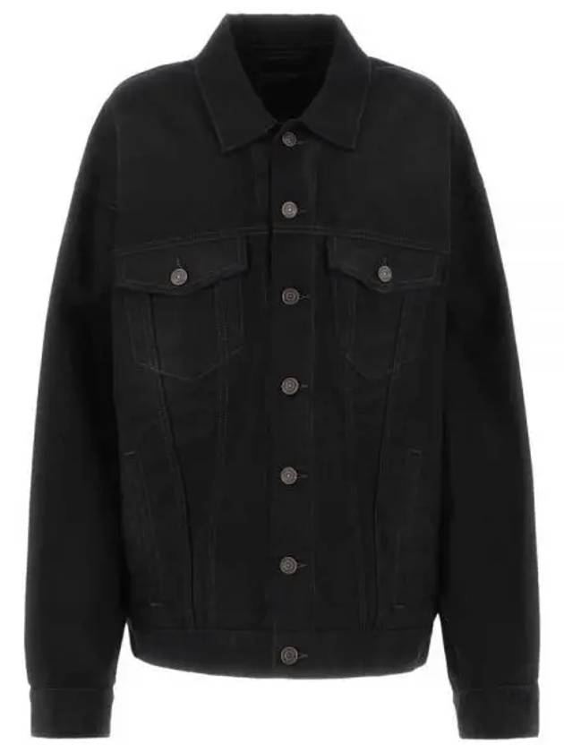 Political Campaign Logo Oversized Denim Jacket Black - BALENCIAGA - BALAAN 2