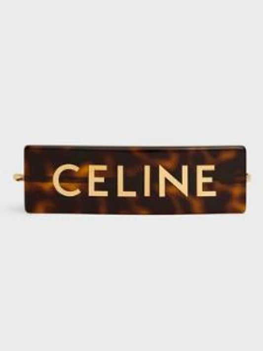 Logo Signature Acetate Hair Slide Dark Havana Gold - CELINE - BALAAN 2