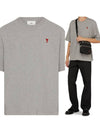 Small Heart Logo Boxy Fit Short Sleeve T-Shirt Grey - AMI - BALAAN 2