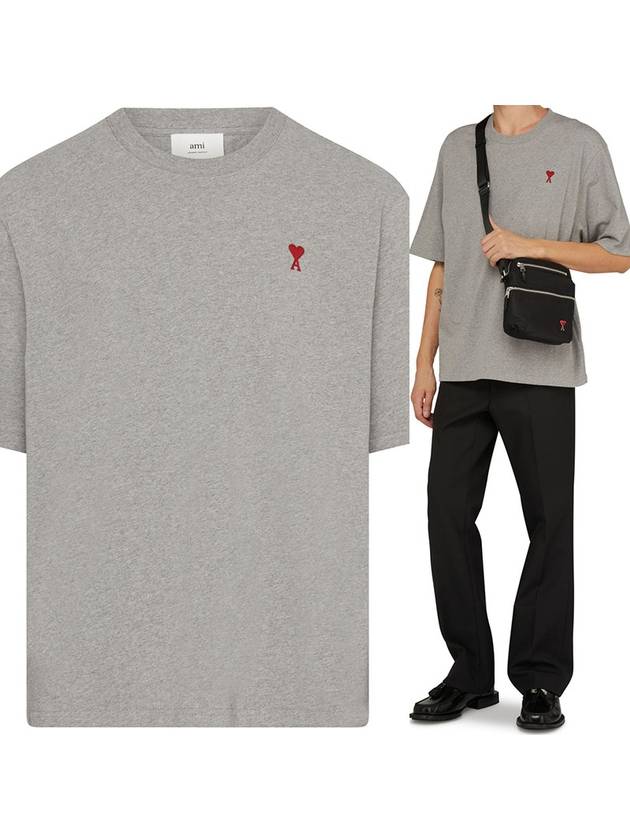 Small Heart Logo Boxy Fit Short Sleeve T-Shirt Grey - AMI - BALAAN 2