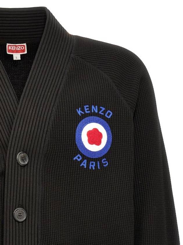 Paris Target Logo Cotton Cardigan Black - KENZO - BALAAN 4