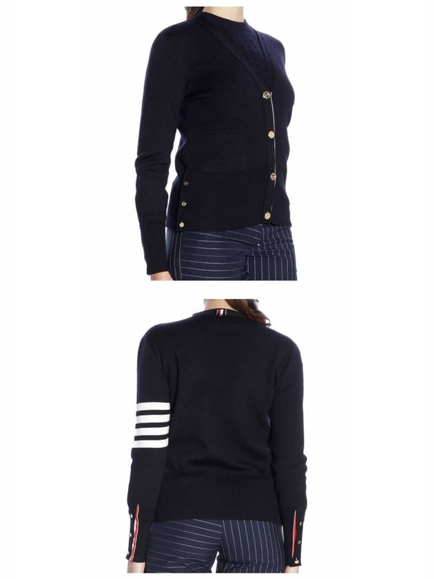 Cotton 4-Bar Milano Classic V-Neck Cardigan Navy - THOM BROWNE - BALAAN 6