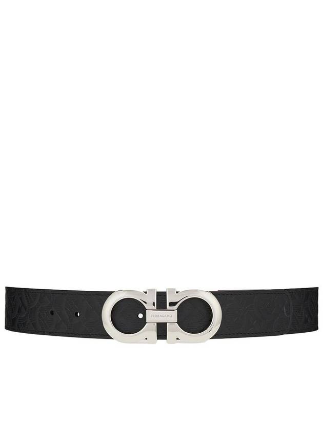 Gancini Reversible Adjustable Leather Belt Black - SALVATORE FERRAGAMO - BALAAN 3