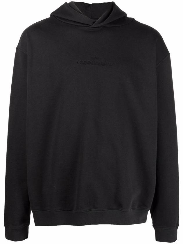 Reverse Embroidery Logo Cotton Hoodie Black - MAISON MARGIELA - BALAAN 3