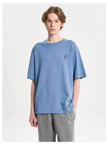 Men s Bold Foxhead Patch Oversized Boxy Fit T Shirt Hampton Blue Domestic Product GM0023121908375 - MAISON KITSUNE - BALAAN 1