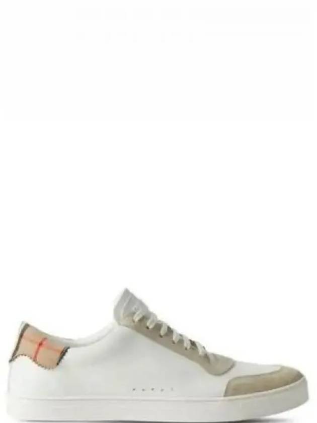 Leather Suede Check Cotton Low Top Sneakers White - BURBERRY - BALAAN 2