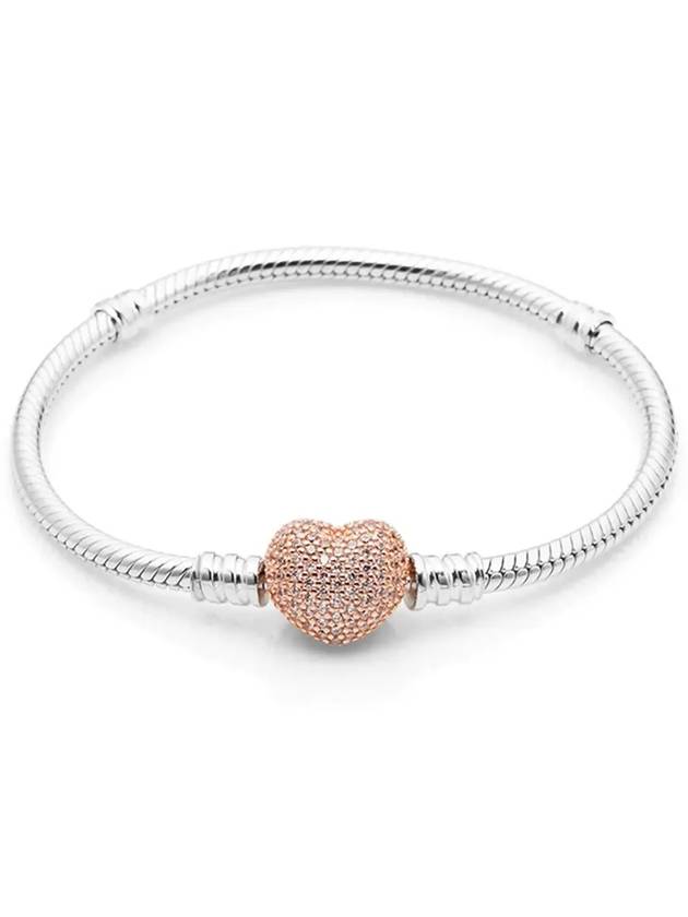 Rose Moments Pave Heart Clasp Bracelet Silver - PANDORA - BALAAN 4