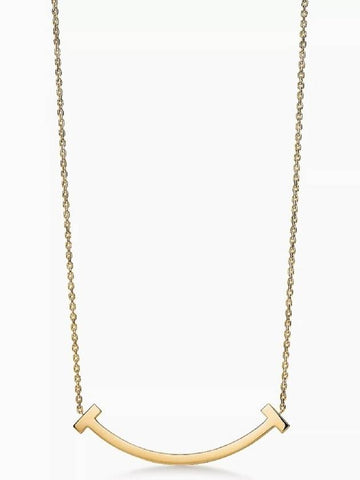 Tiffany T Smile Medium Pendant Yellow Gold Necklace - TIFFANY & CO. - BALAAN 1