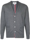 Men's Classic Three-Stripe Backstripe Wool Cardigan Grey - THOM BROWNE - BALAAN 1