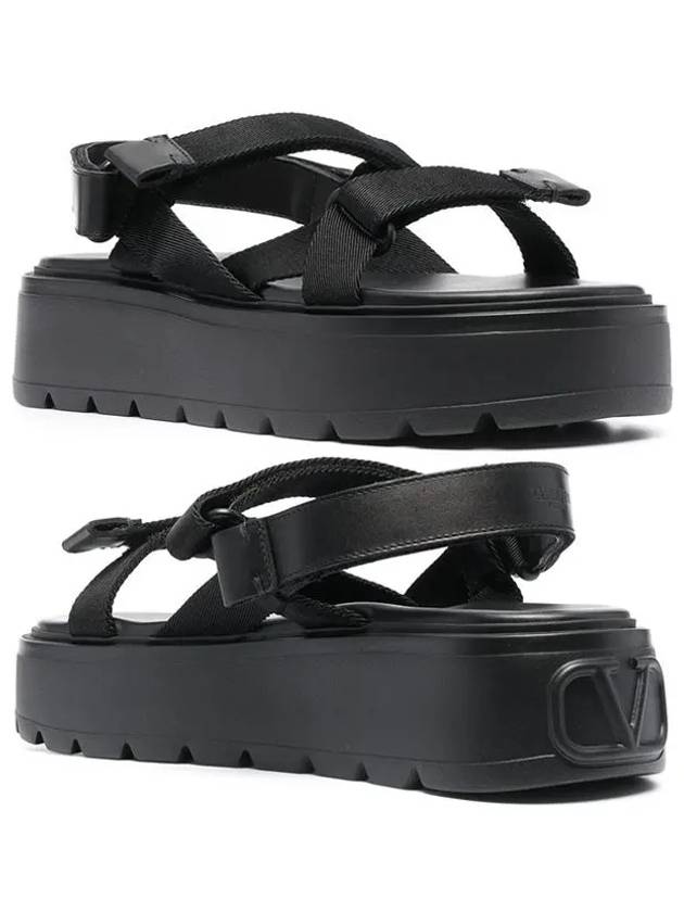 Leather Unique Strap Sandals Black - VALENTINO - BALAAN 2