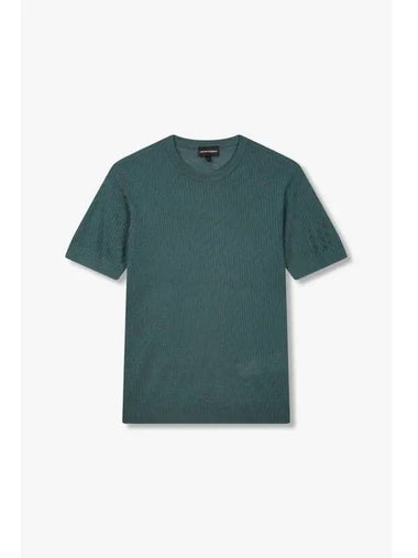 Men s Short Sleeve Chevron Knit Dark Green - EMPORIO ARMANI - BALAAN 1