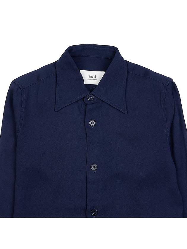 Slim Fit Long Sleeve Shirt Blue - AMI - BALAAN 4