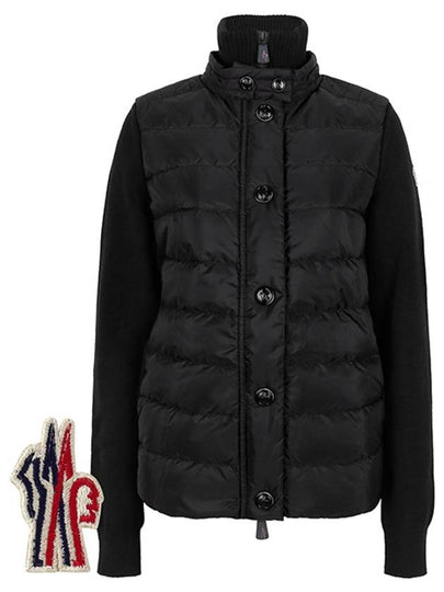 Padded Wool Cardigan Black - MONCLER - BALAAN 2