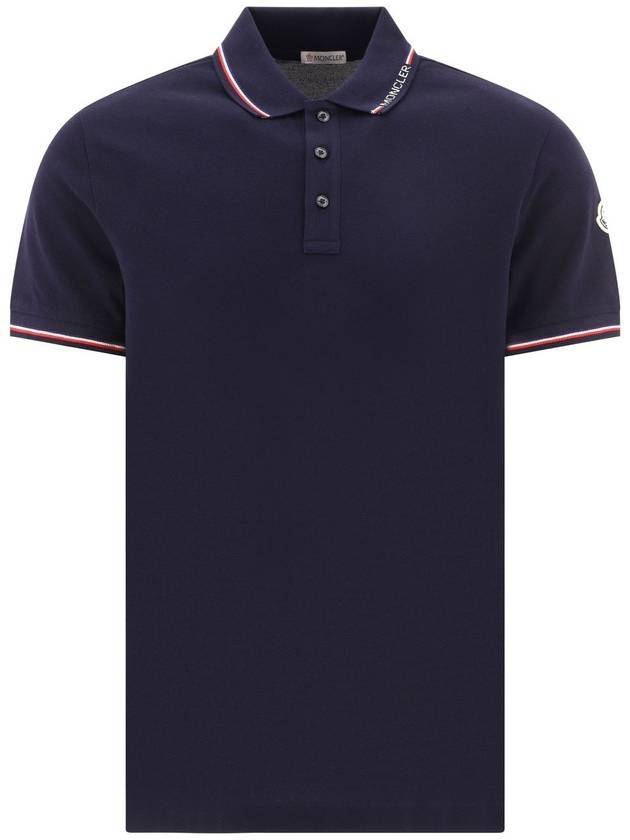 Men's Logo Patch PK Shirt Navy - MONCLER - BALAAN.