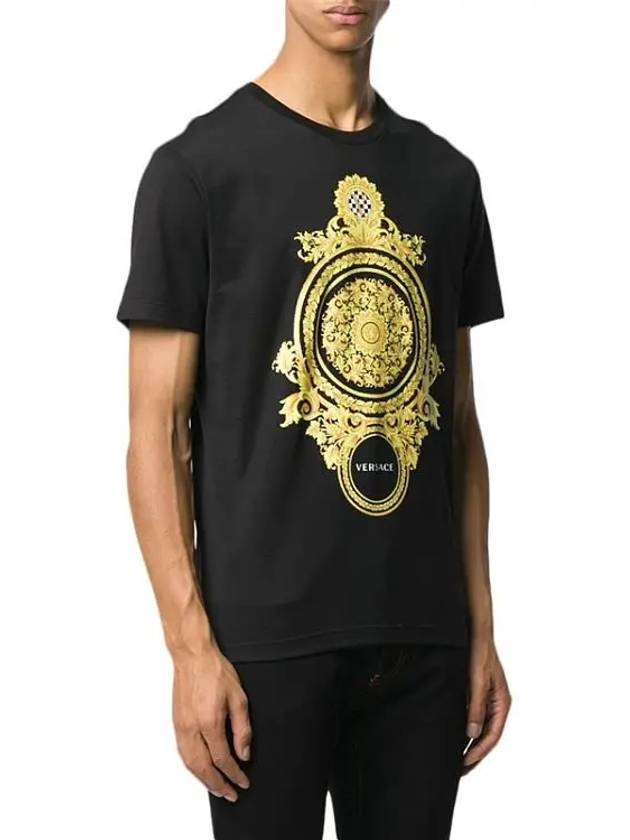 Men's Barocco Print Short Sleeve T-Shirt Black - VERSACE - BALAAN 3