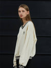 V NECK OVER FIT SWEATSHIRT IVORY - ANOETIC - BALAAN 2