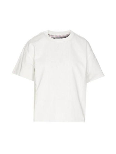 Double Layer Cotton Check Short Sleeve T-Shirt White - BOTTEGA VENETA - BALAAN 1