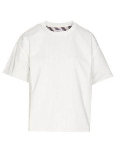 Double Layer Cotton Check Short Sleeve T-Shirt White - BOTTEGA VENETA - BALAAN 1