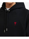 Heart Logo Cotton Hoodie Black - AMI - BALAAN 5