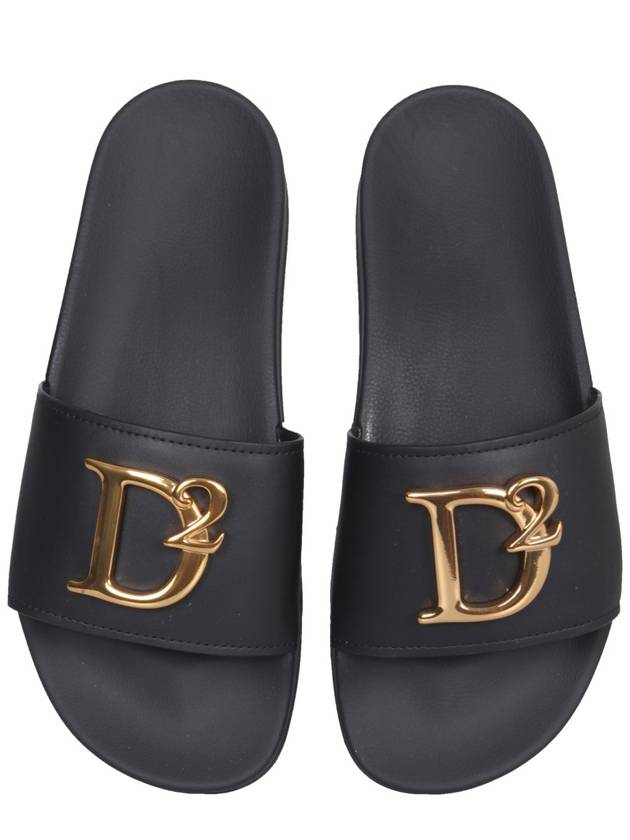 Women’s Metal Logo Slippers Black - DSQUARED2 - BALAAN 3