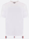 Men's Center Back Striped Short Sleeve T-Shirt White - THOM BROWNE - BALAAN 3