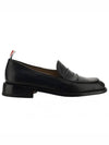 Men's Vitello Flexible Leather Sole Soft Penny Loafer Black - THOM BROWNE - BALAAN 1