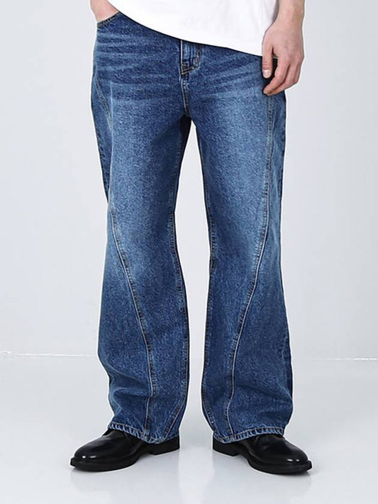 Wide fit diagonal arc washed denim - KND - BALAAN 2