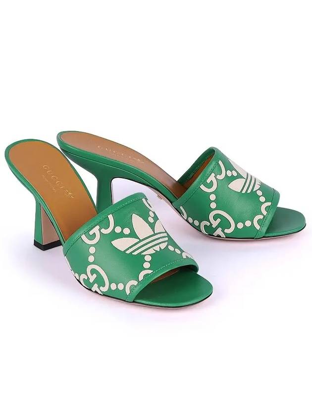 GG Logo Trefoil Leather Mule Heel Green - GUCCI - BALAAN 2