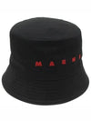 Embroidered Logo Cotton Bucket Hat Black - MARNI - BALAAN 2