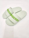 Women's Embossed Logo Slippers Pistachio - BURBERRY - BALAAN.