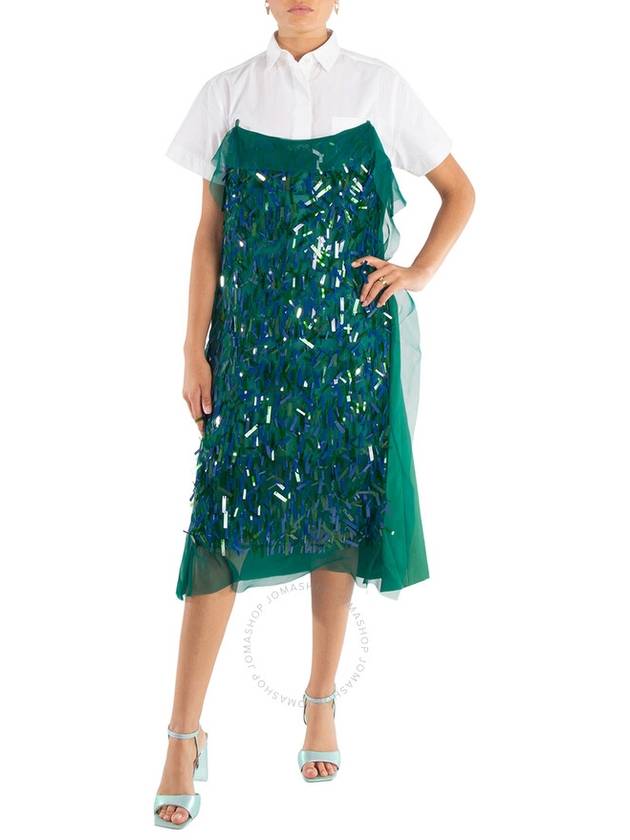 Sacai Ladies Green Spangle Embroidery Dress, Brand Size 1 (Small) - SACAI - BALAAN 1