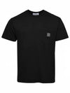 Men's Pisato Effect Logo Patch Pocket Short Sleeve T-Shirt Black - STONE ISLAND - BALAAN 2