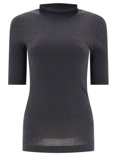 Long Sleeve T-Shirt MH990BM114C390 GRAY - BRUNELLO CUCINELLI - BALAAN 1