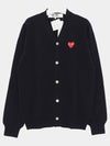 Play Red Waffen V-neck Cardigan Navy - COMME DES GARCONS - BALAAN 3