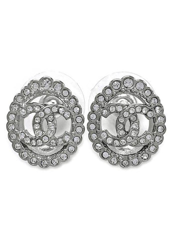 cc logo round earrings silver - CHANEL - BALAAN 1