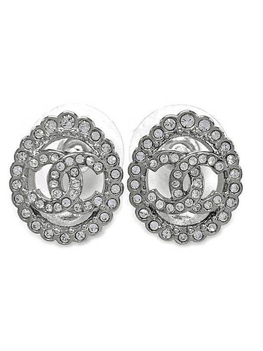 cc logo round earrings silver - CHANEL - BALAAN 1