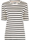 Striped Cotton Short Sleeve T-Shirt Black Beige - JIL SANDER - BALAAN 1